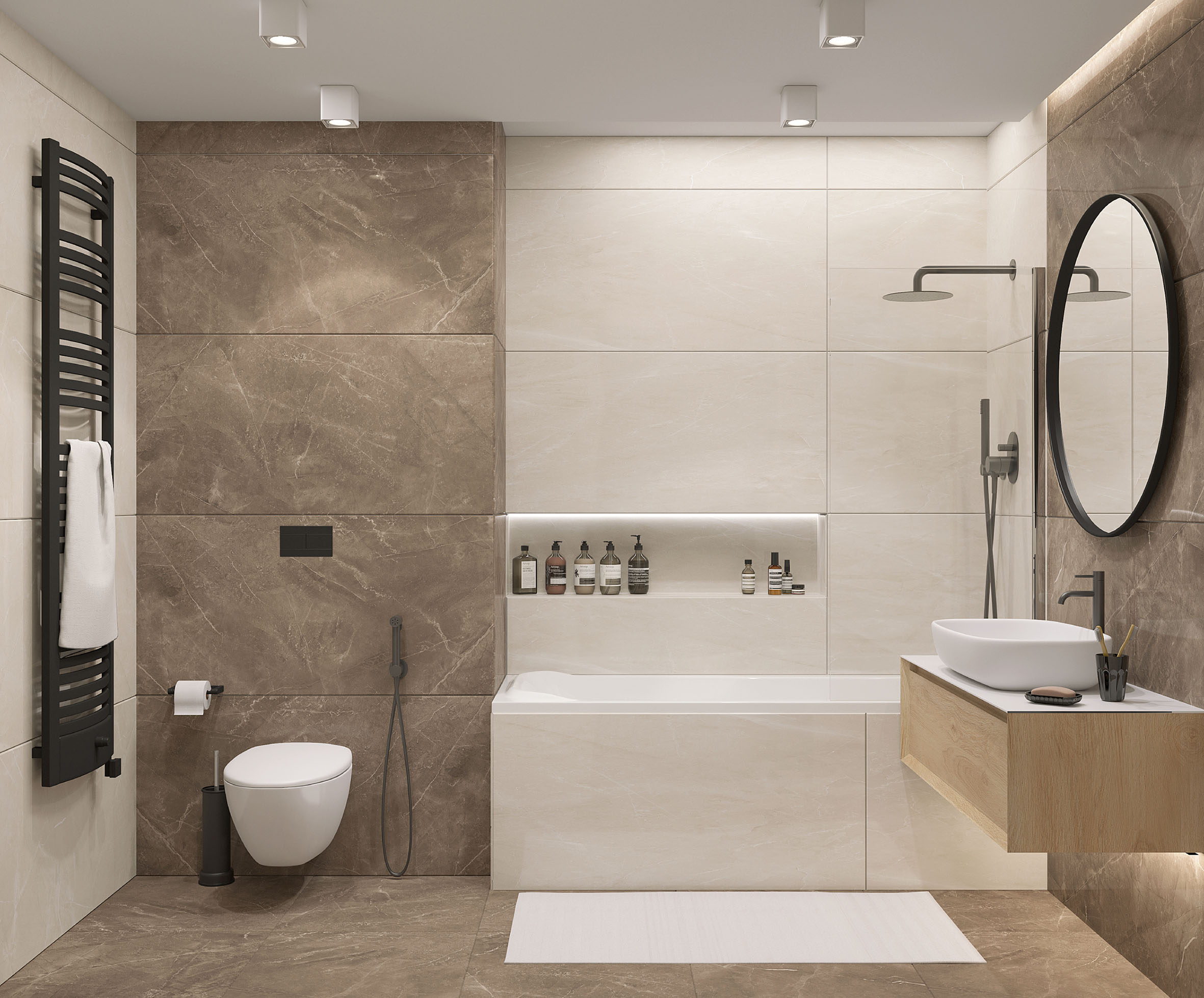 Как сочетать плитку, мебель и сантехнику в одном проекте